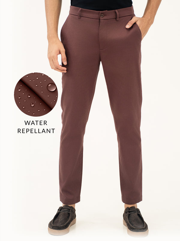 Nodrip Brown Water Repellent Slim Fit Stretch Chinos