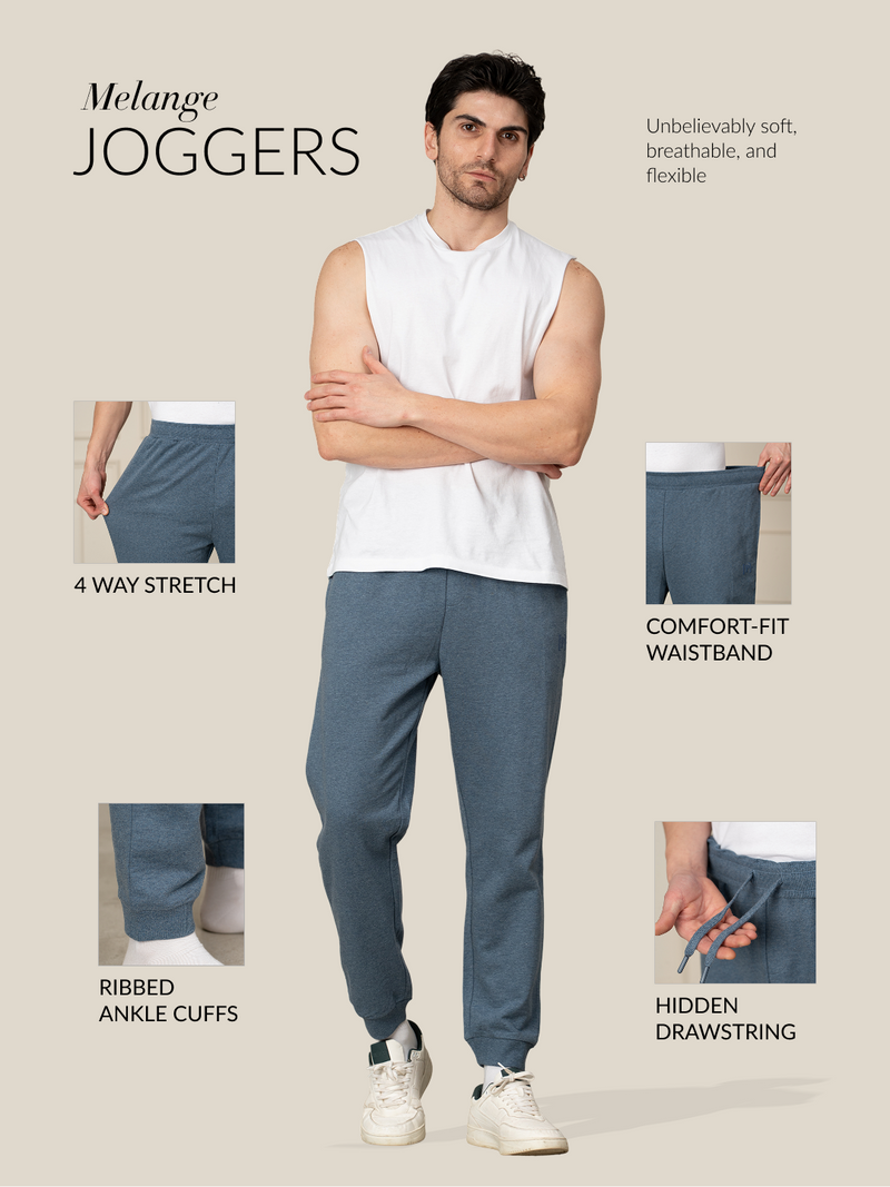 Norse Blue Melange Tapered Fit Joggers