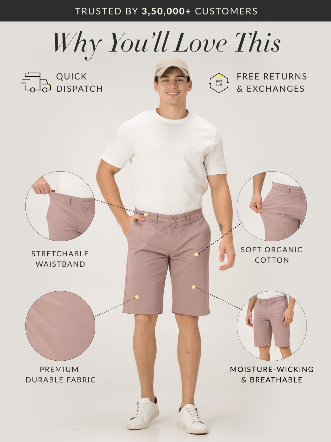 Pablo Pink Stretch Chino Shorts