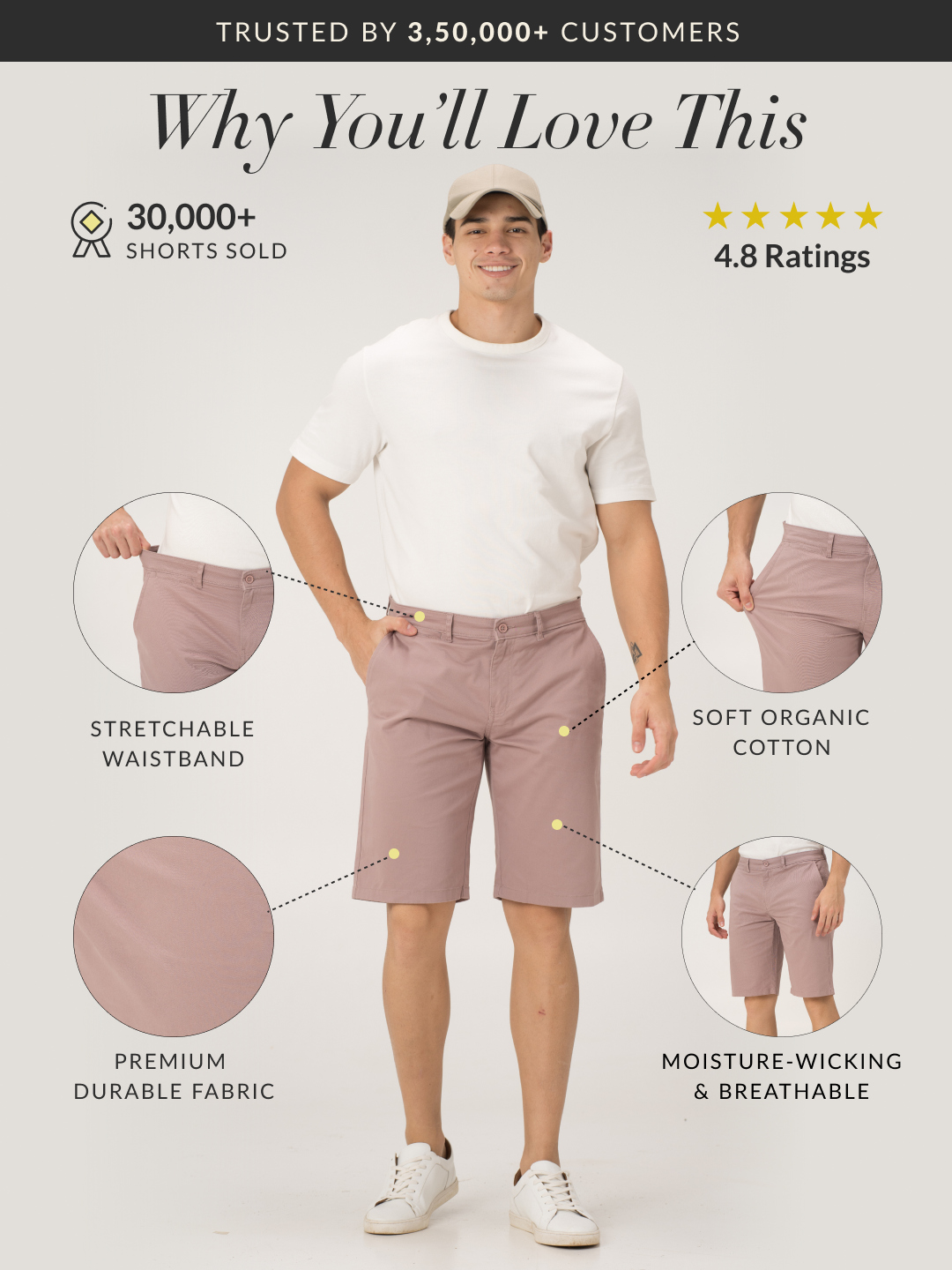 Pablo Pink Stretch Chino Shorts