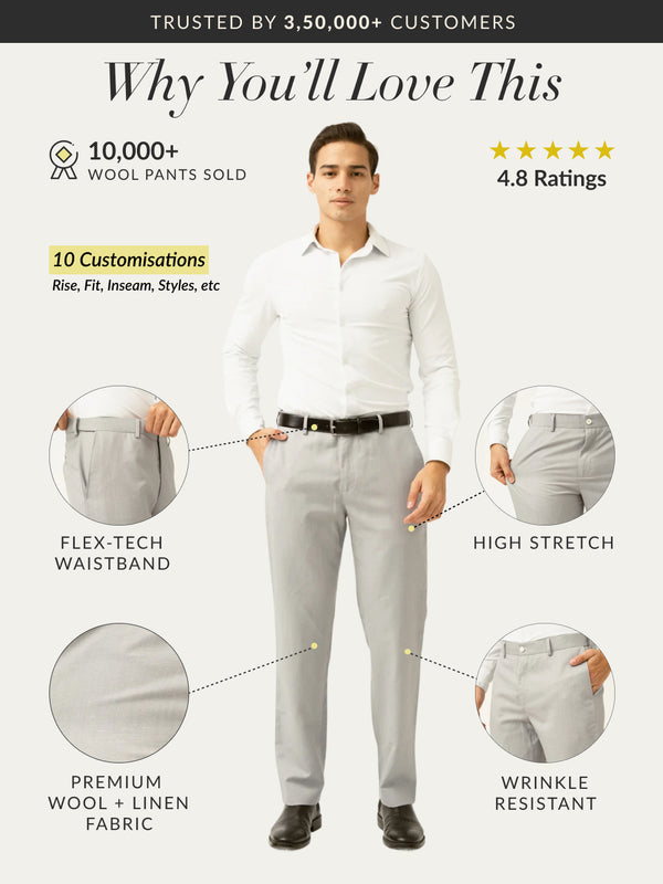Palladium Grey Tropical Wool Linen Pants