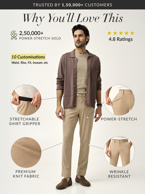 Peanut Brown Power-Stretch Pants