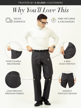 Pewter Grey Relaxed Fit Korean Pintuck Pants