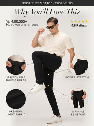 Piano Black Slim Fit Lightweight Power Stretch Pants
