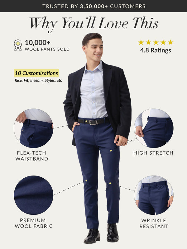 Prussian Blue Merino Wool Pants