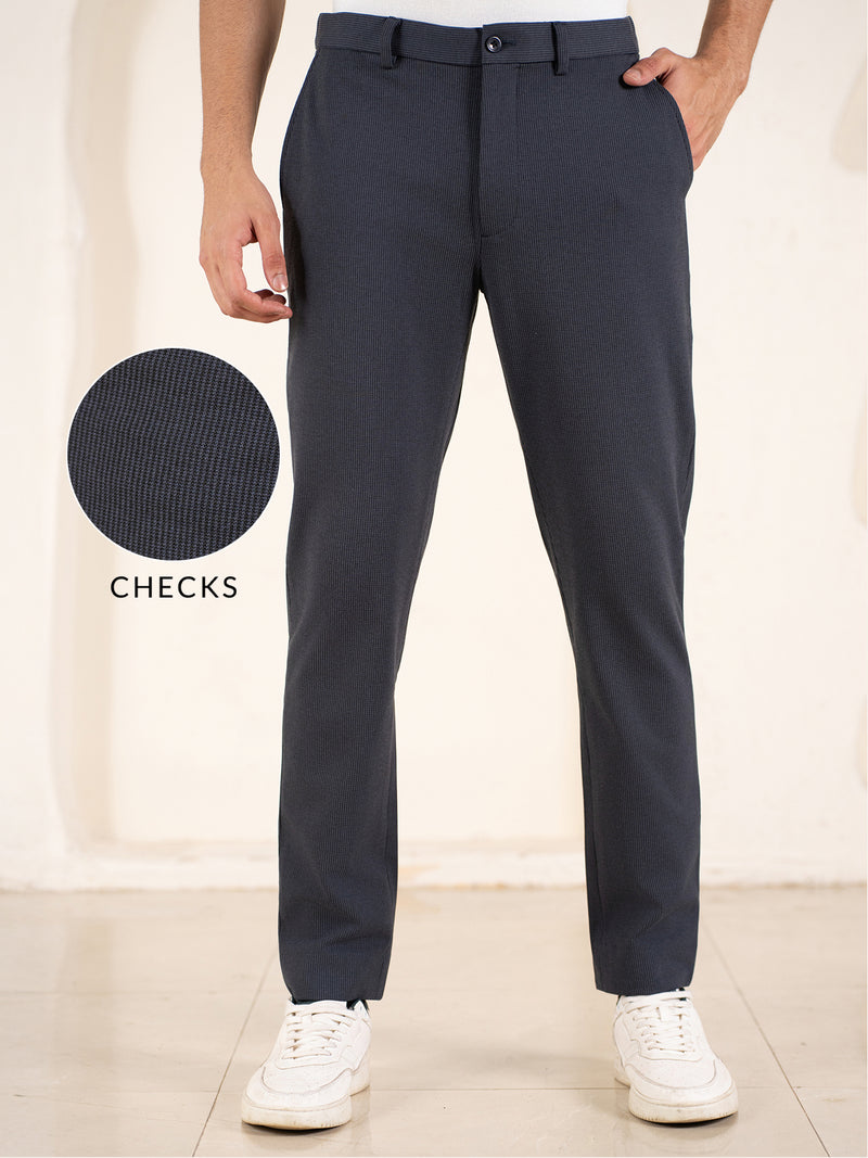 Quiet Grey Houndstooth Slim Fit Power Stretch Pants