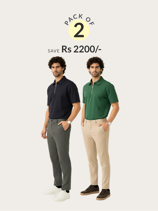 Ready To Wear Modern Slim Fit Power Stretch Pants Bundle of 2