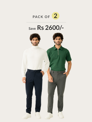 Ready To Wear Modern Slim Fit Power Stretch Pants Pack of 2