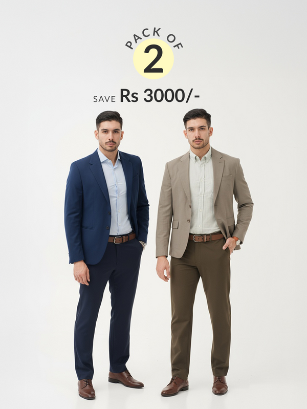 Ready To Wear Relaxed Fit Formal Pants Bundle of 2