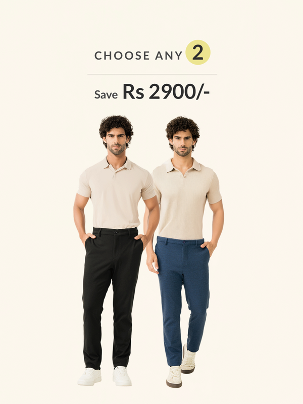 Ready To Wear Classic Slim Fit Power Stretch Pants Pack of 2