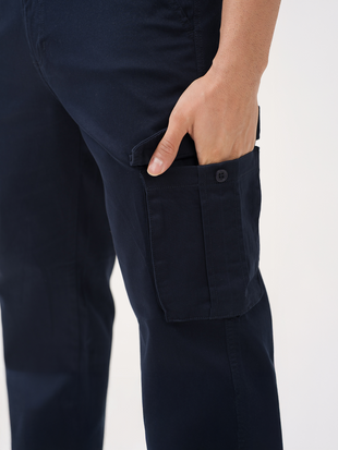 Villa Blue Relaxed Fit Stretch Cargo Pants