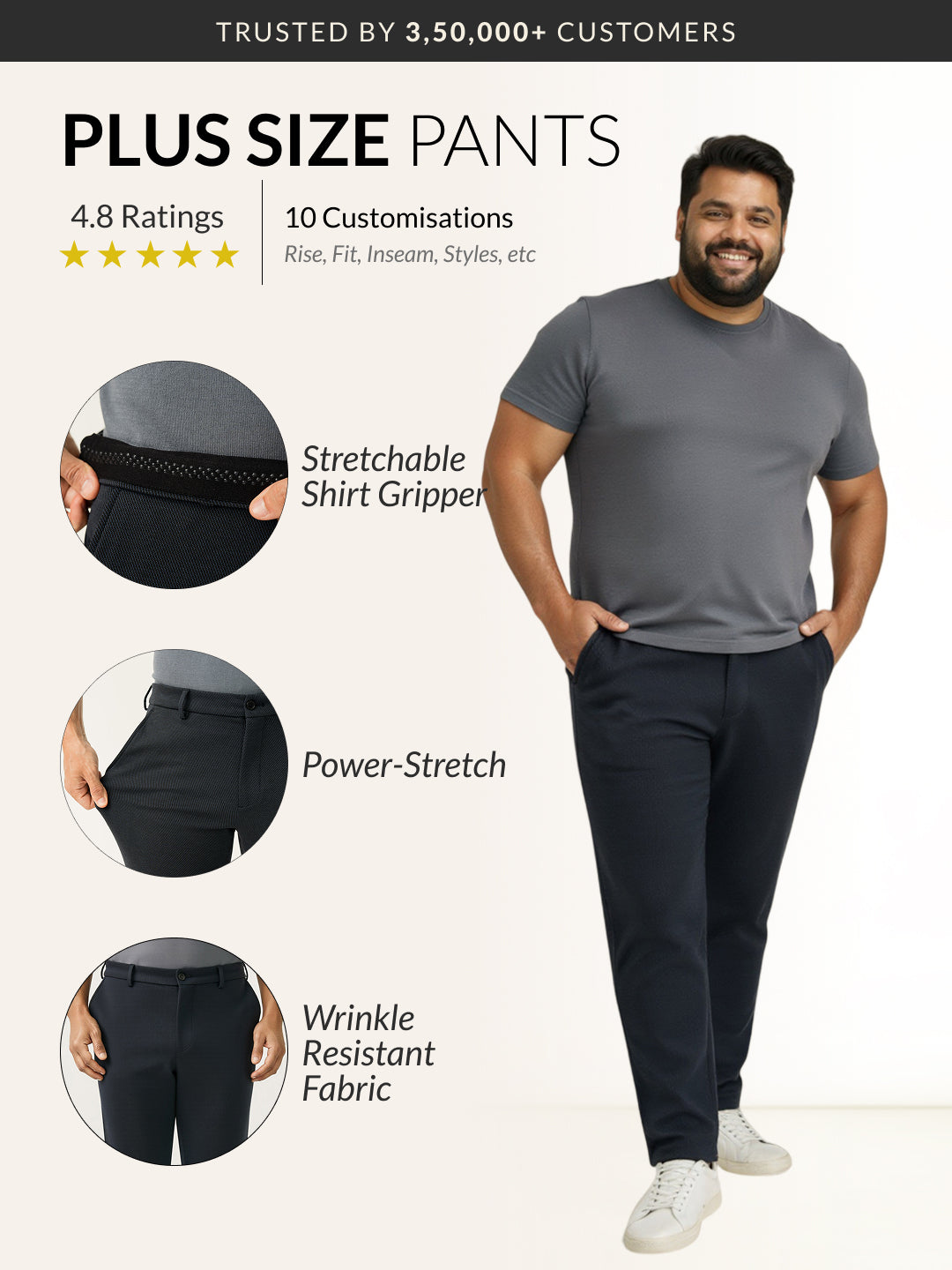 Regal Navy Twill Structured Plus Size Power-Stretch Pants