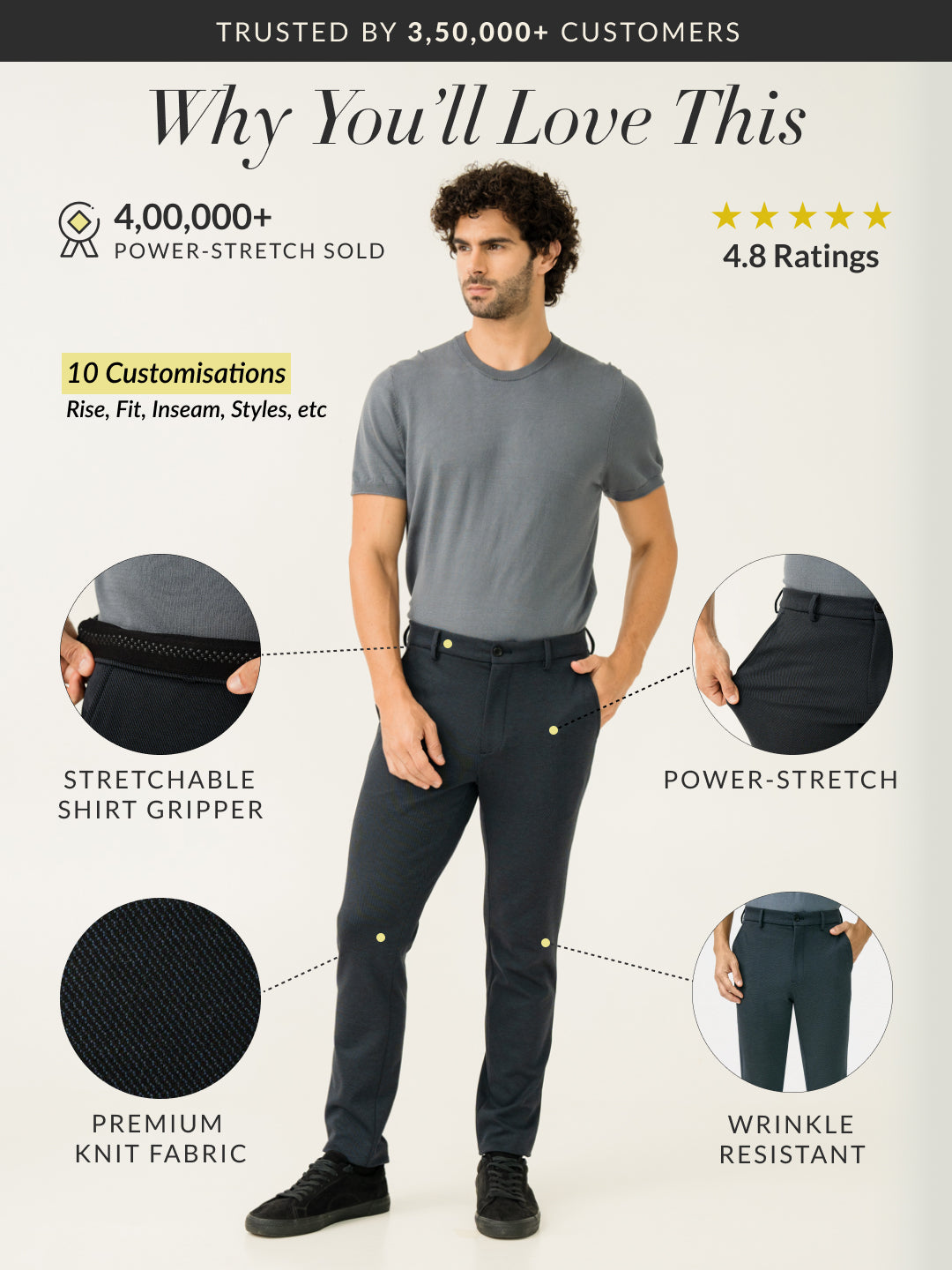 Regal Navy Twill Structured Power-Stretch Pants