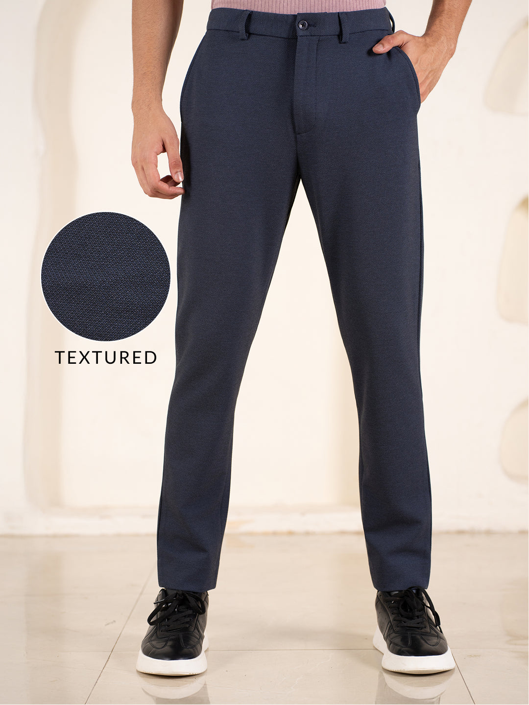Render Blue Textured Slim Fit Power Stretch Pants