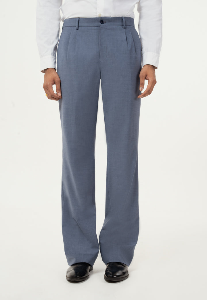 Chicago Blue Merino Wool Wide Fit Pants (Ali Fazal x Elle)