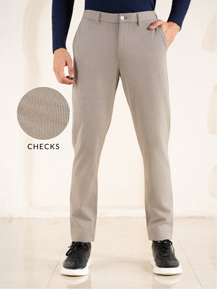 Reverb Brown Houndstooth Slim Fit Power Stretch Pants