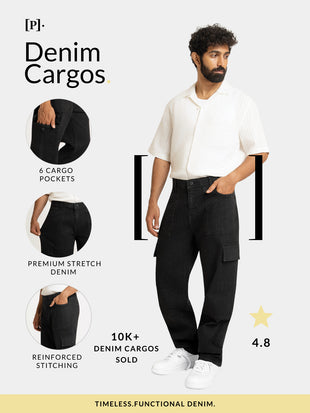 Ridge Black Relaxed Fit Denim Cargos