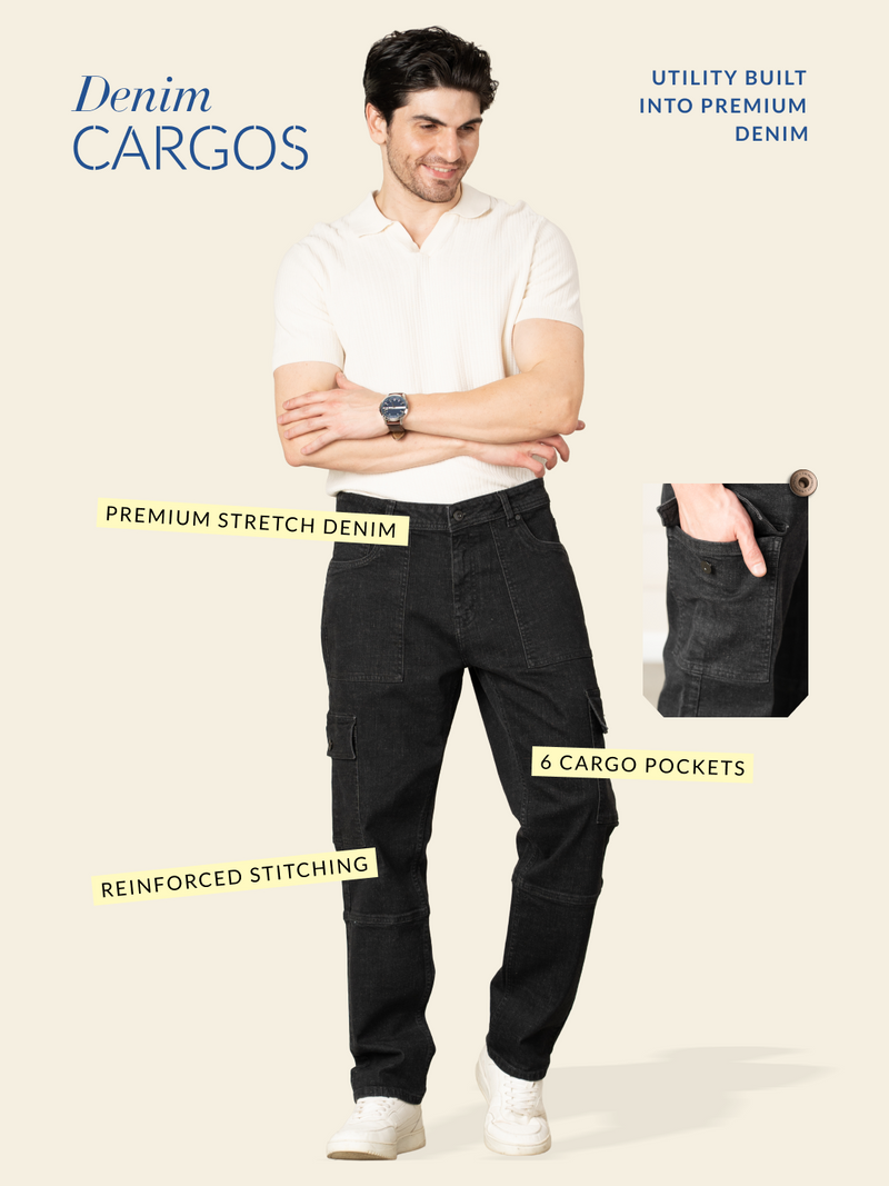 Ridge Black Relaxed Fit Denim Cargos