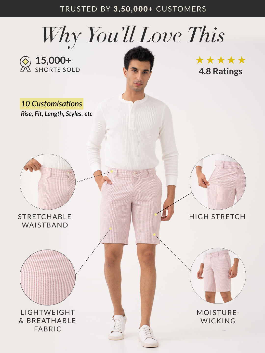 Pant project's romeo rouge stripes seersucker chino shorts, showcasing red and white stripes, ideal for summer casual wear.