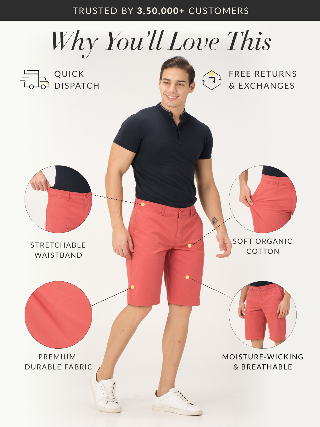 Rosco Red Stretch Chino Shorts