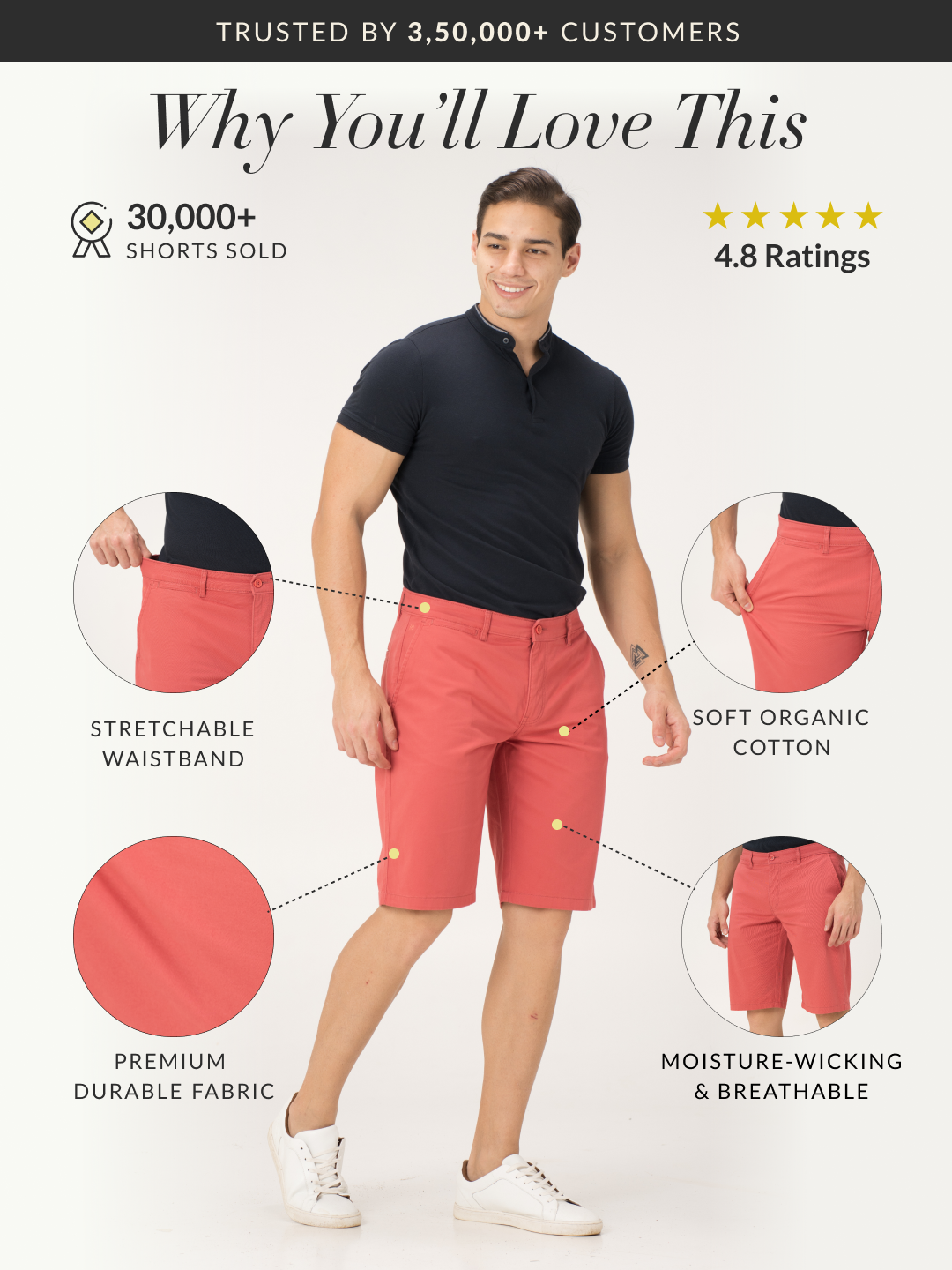 Rosco Red Stretch Chino Shorts
