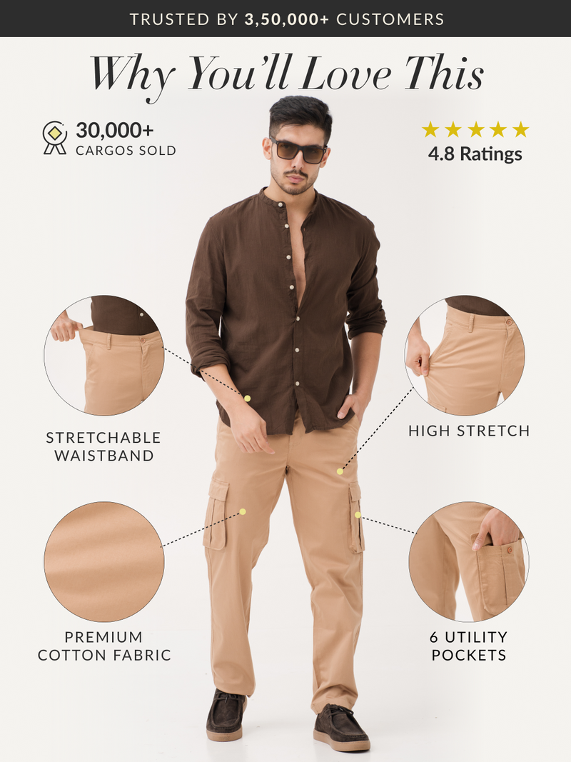 Sandhill Khaki Relaxed Fit Stretch Cargo Pants