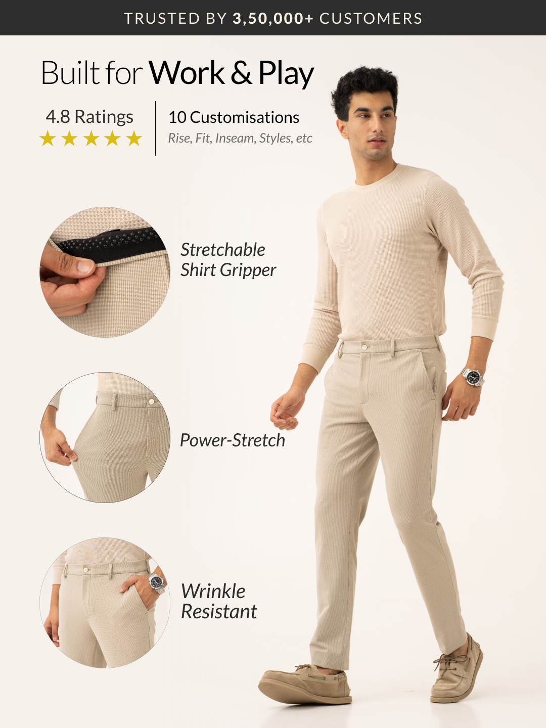 Saturn Khaki Houndstooth Power-Stretch Pants