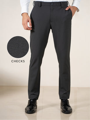 Shepherd Grey Houndstooth Slim Fit Stretch Formal Pants