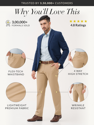 Somewhere Khaki Relaxed Fit Stretch Formal Pants