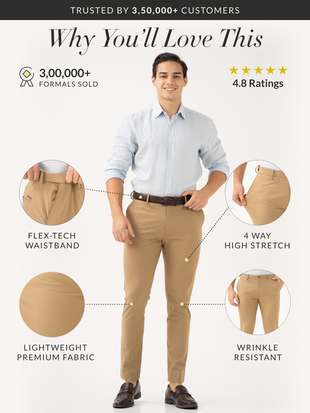 Somewhere Khaki Slim Fit Stretch Formal Pants