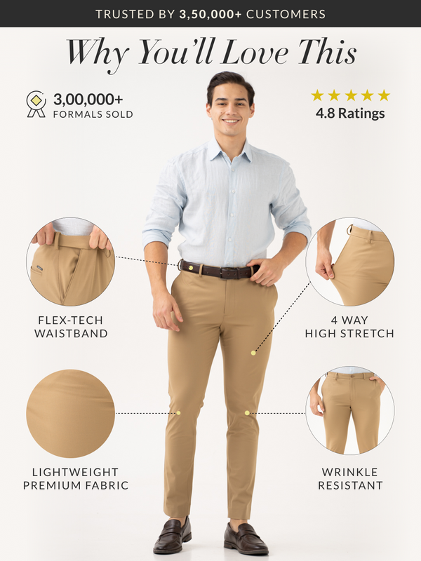 Somewhere Khaki Slim Fit Stretch Formal Pants