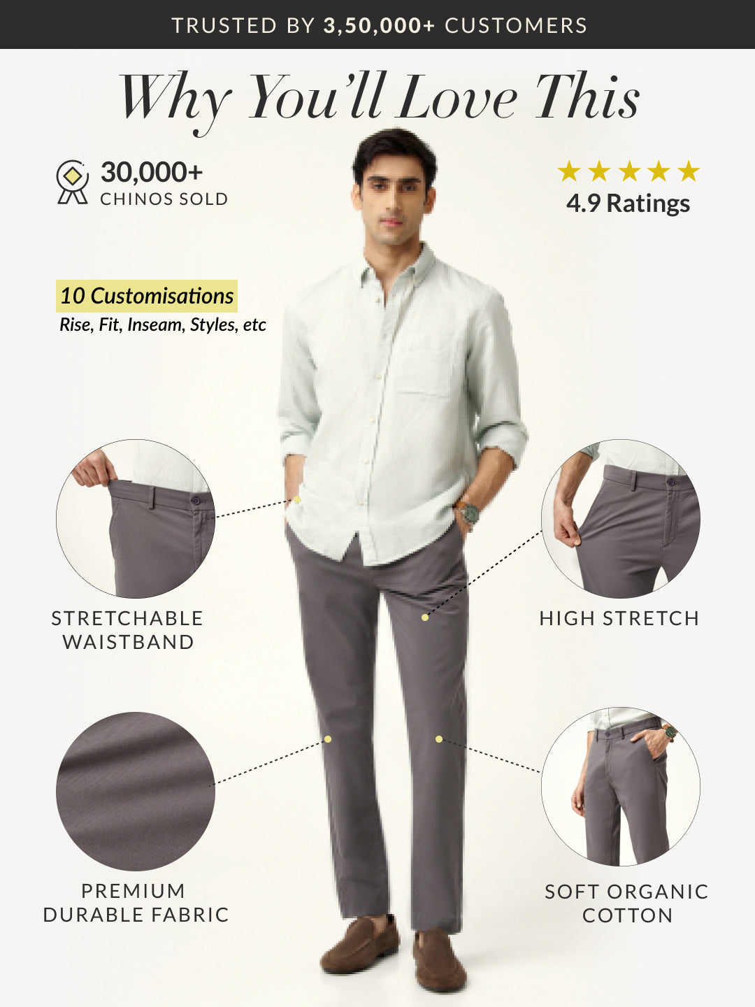 Spanish Grey Stretch Chinos