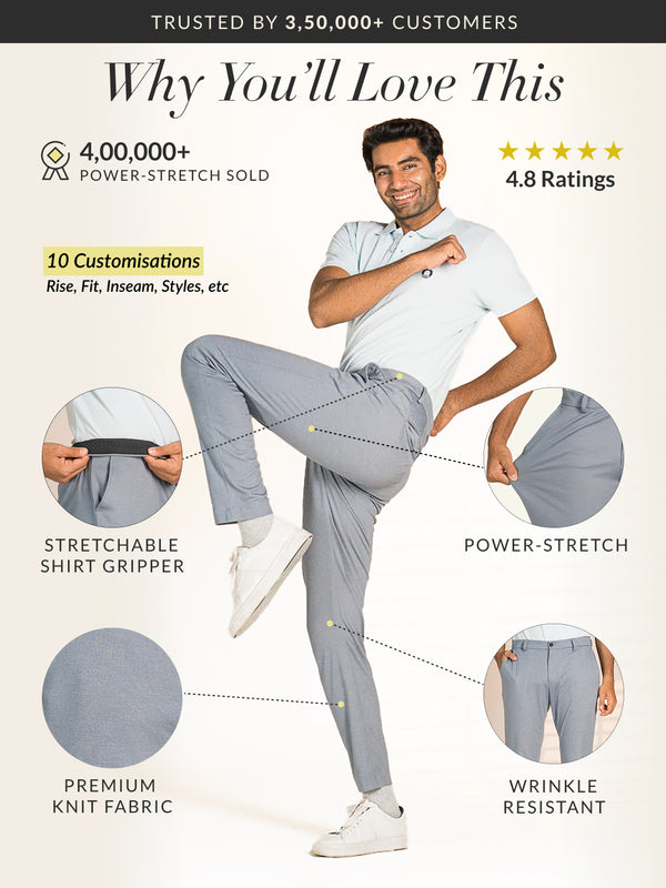 Steel Grey Power-Stretch Pants