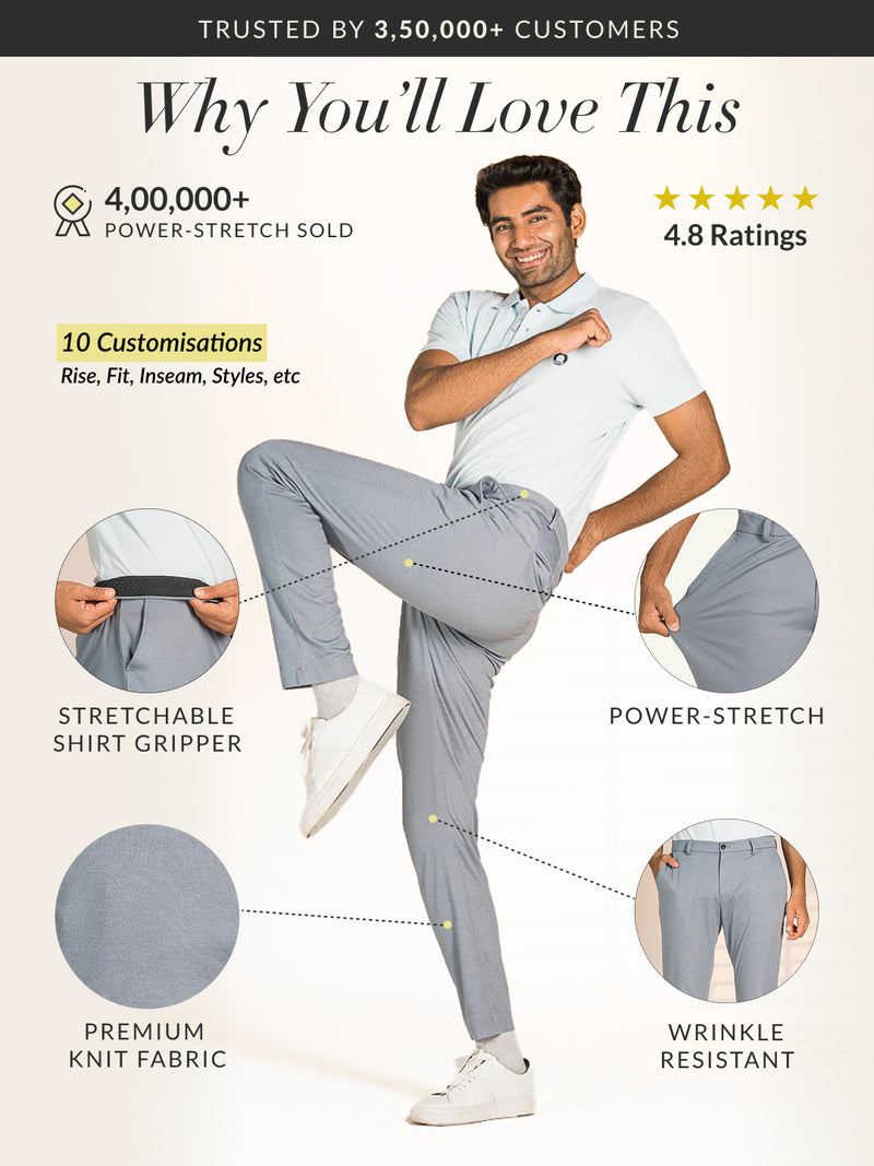 Steel Grey Power-Stretch Pants