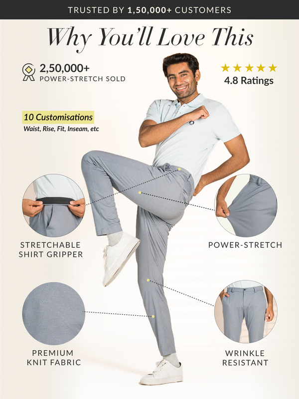 Steel Grey Power-Stretch Pants