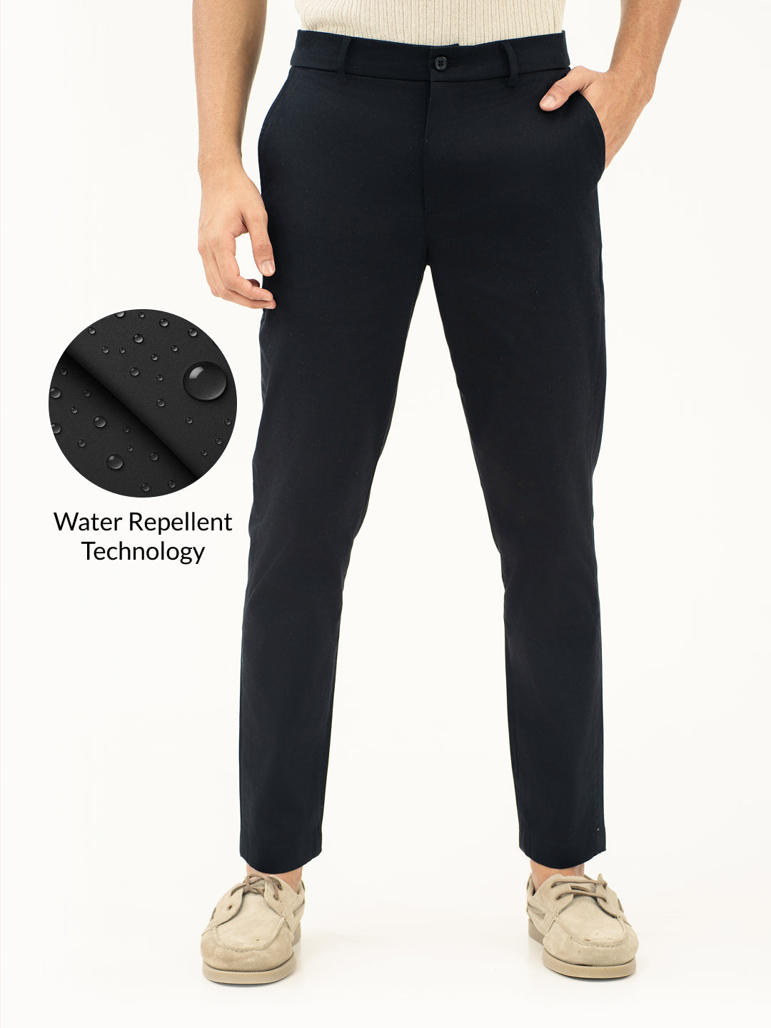 Stormguard Black Slim Fit Stretch Chinos