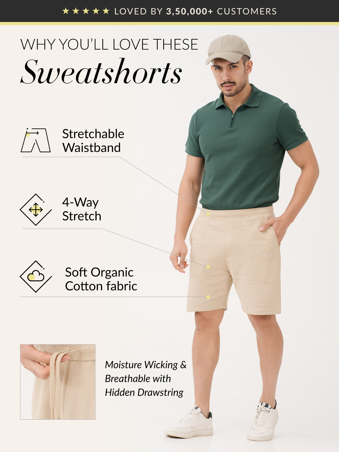 Sunbaked Beige Relaxed Fit Sweatshorts