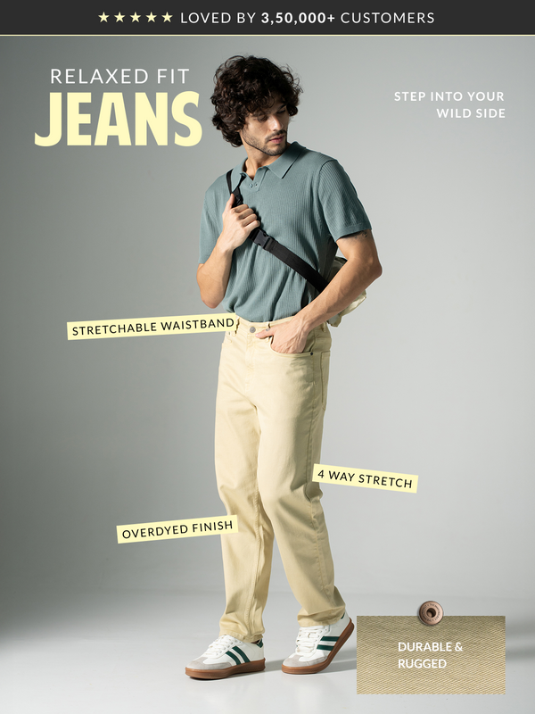 Sunbeam Beige Relaxed Fit Jeans