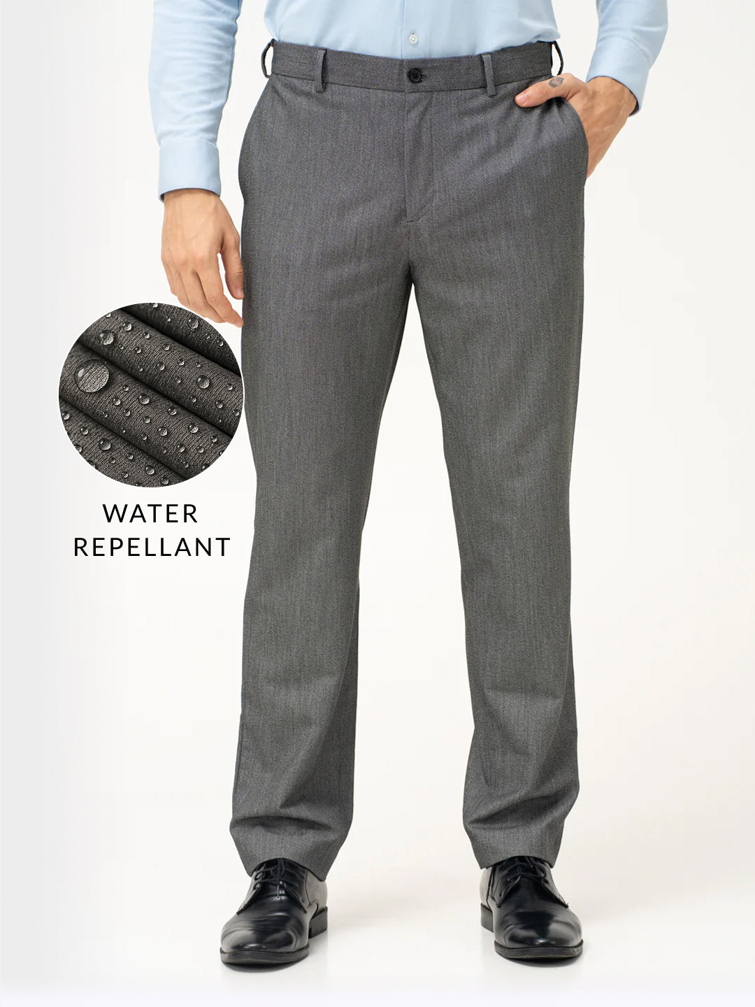 Tarmac Black & White Textured Water Repellent Relaxed Fit Stretch Formal Pants
