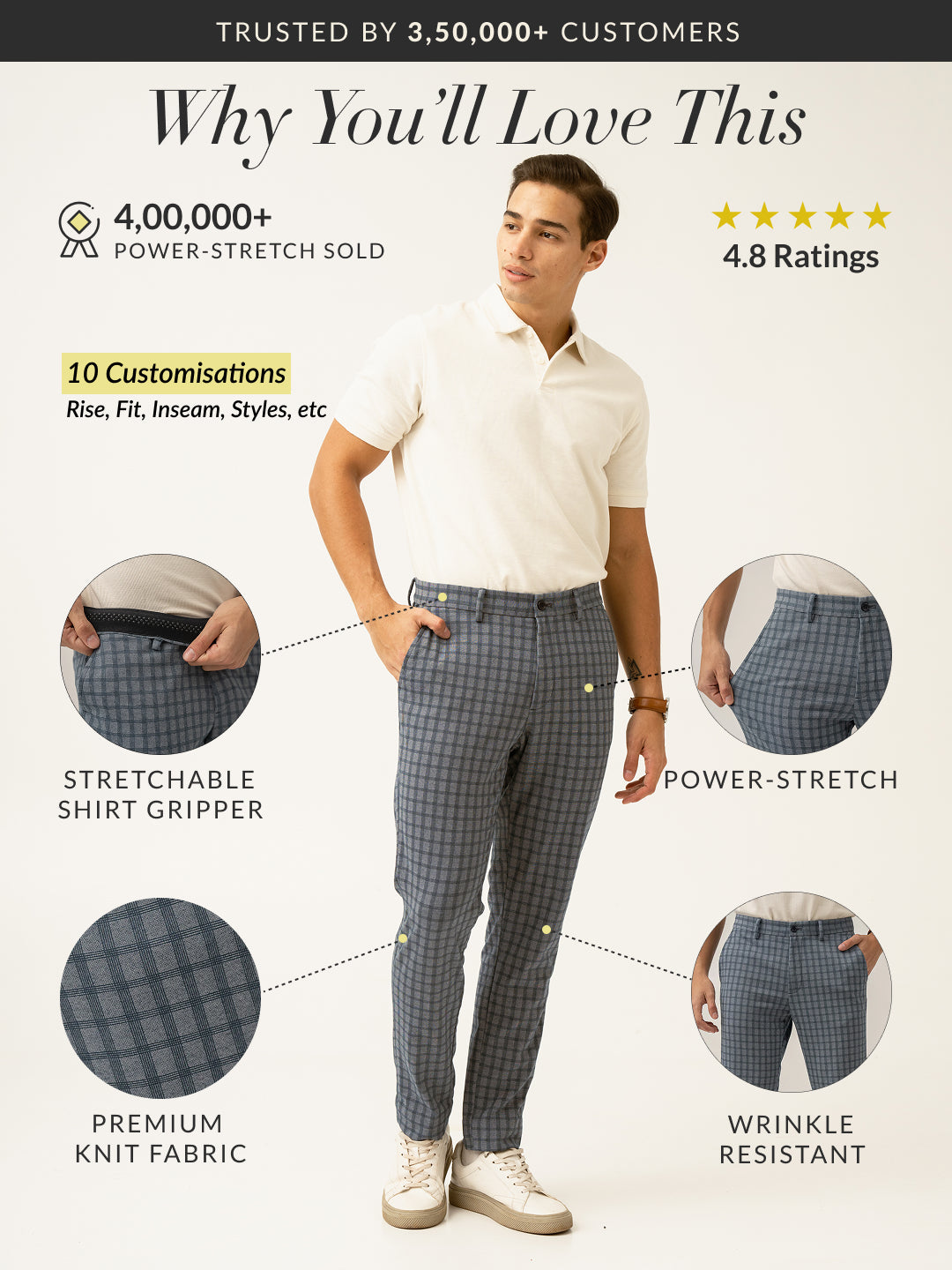 Teal Blue Window Checks Power-Stretch Pants