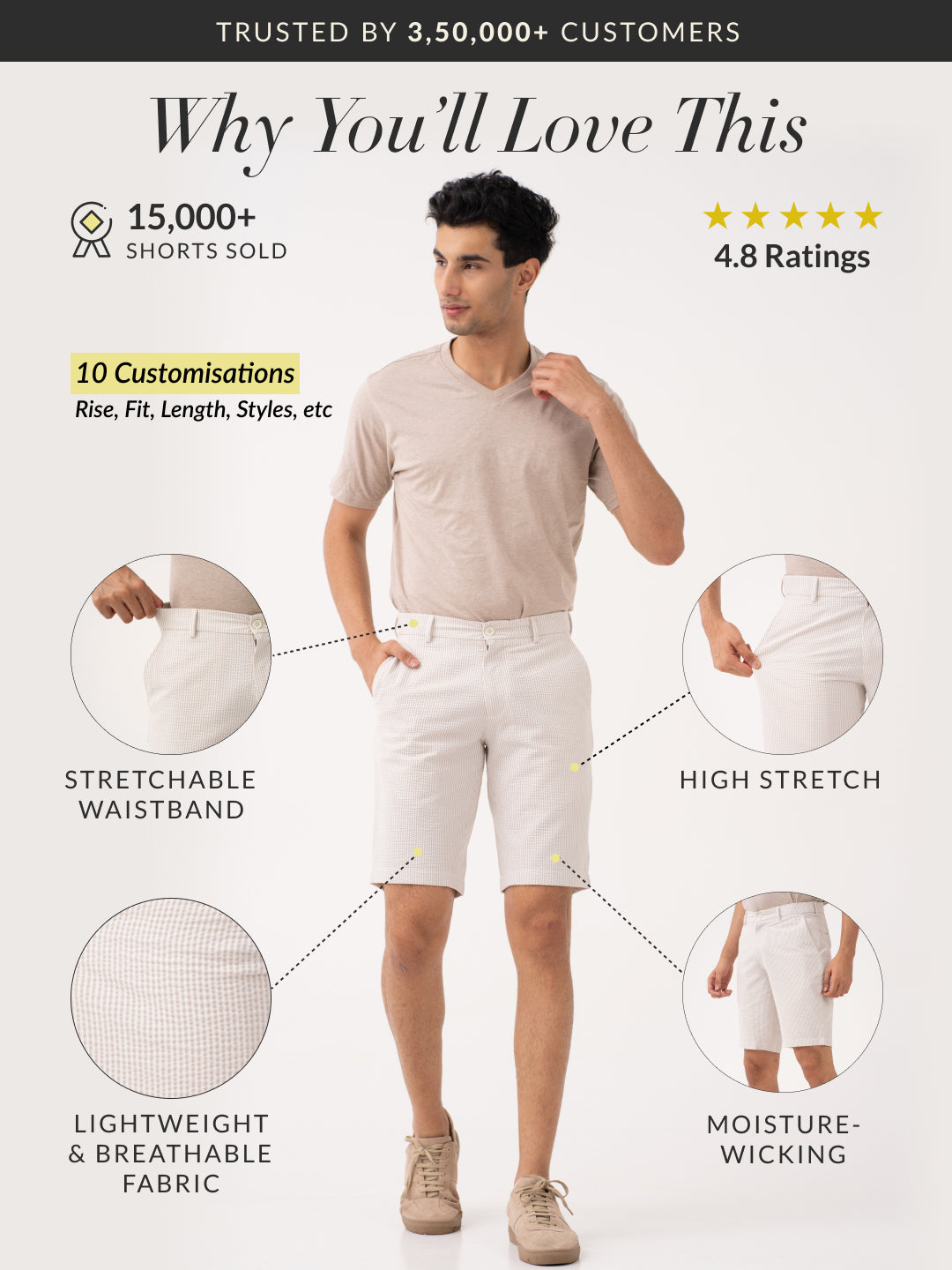 Terrain Taupe Stripes Seersucker Chino Shorts