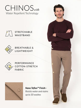 Terranova Khaki Relaxed Fit Stretch Chinos for Men