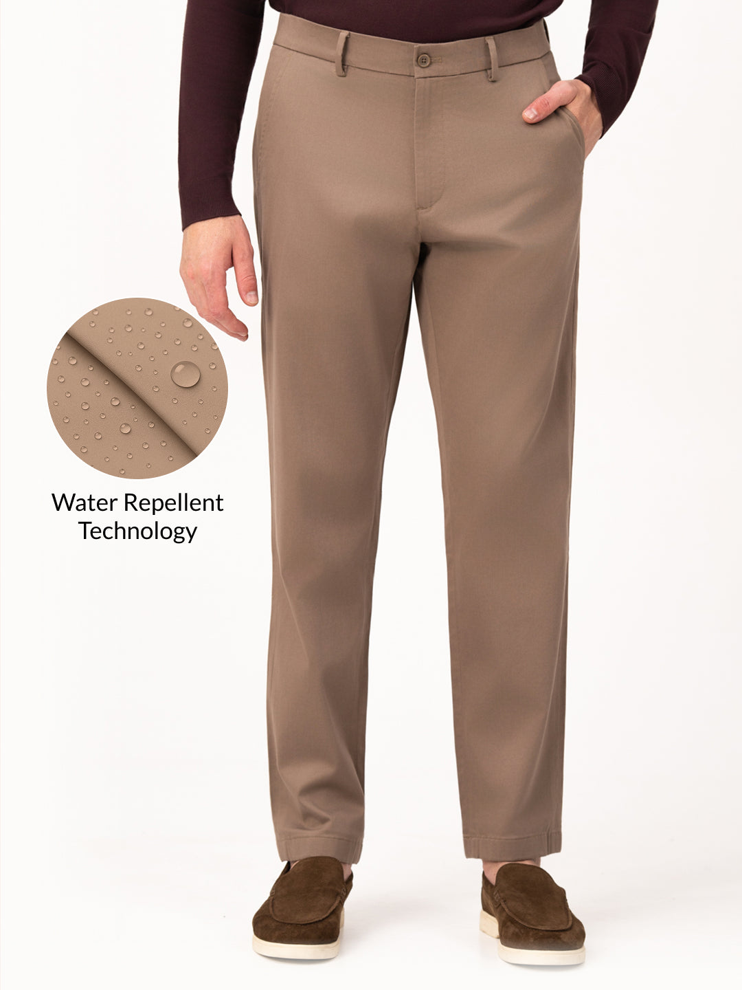 Terranova Khaki Relaxed Fit Stretch Chinos for Men