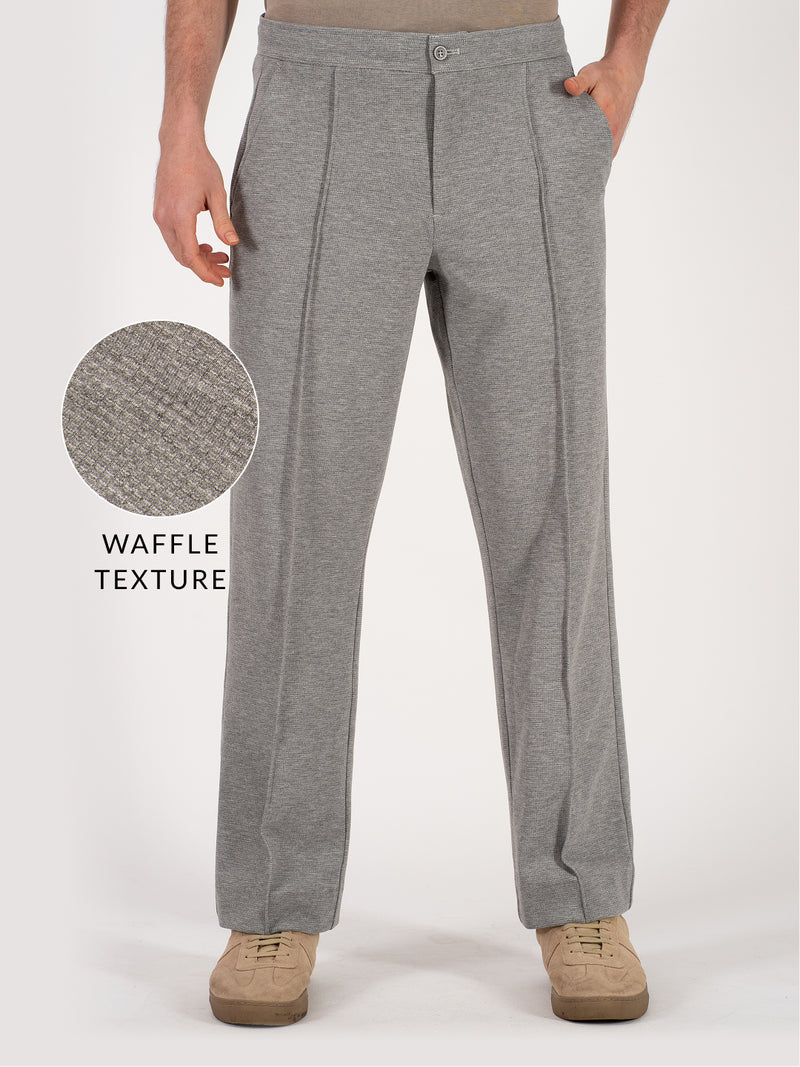 Tharn Grey Relaxed Fit Power Stretch Korean Pintuck Pants