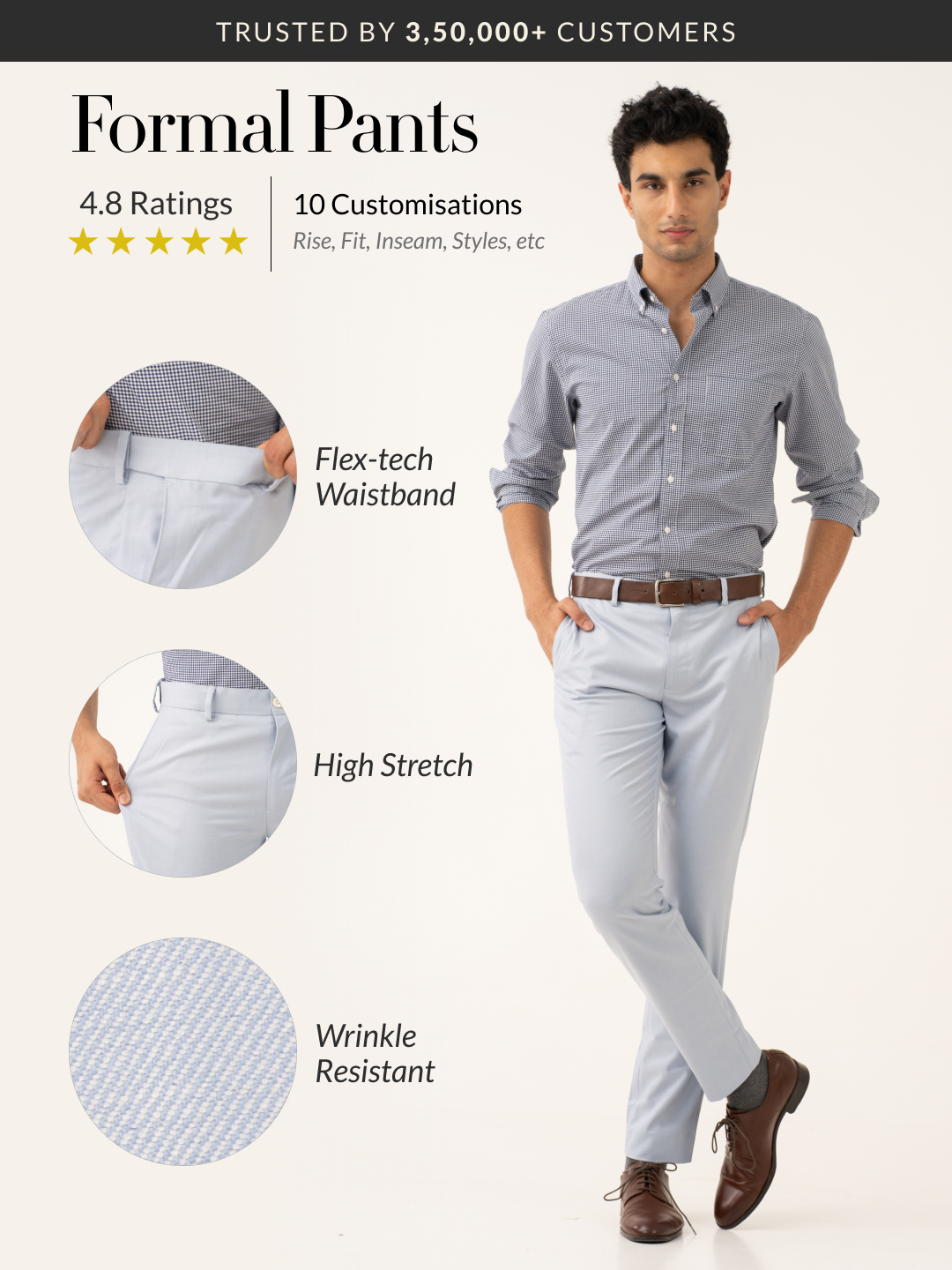 Theo Blue Twill Stretch Formal Pants