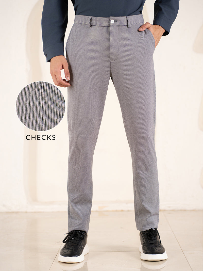 Theory Black Houndstooth Slim Fit Power Stretch Pants