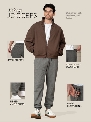 Thorne Grey Melange Tapered Fit Joggers
