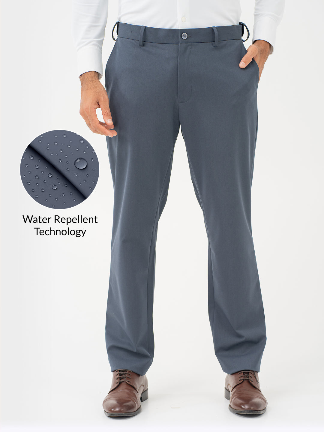 Thunder Grey Water Repellent Relaxed Fit Stretch Formal Pants