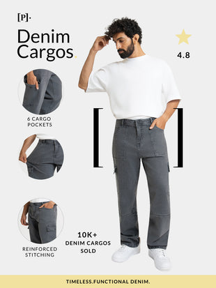 Trail Grey Relaxed Fit Denim Cargos