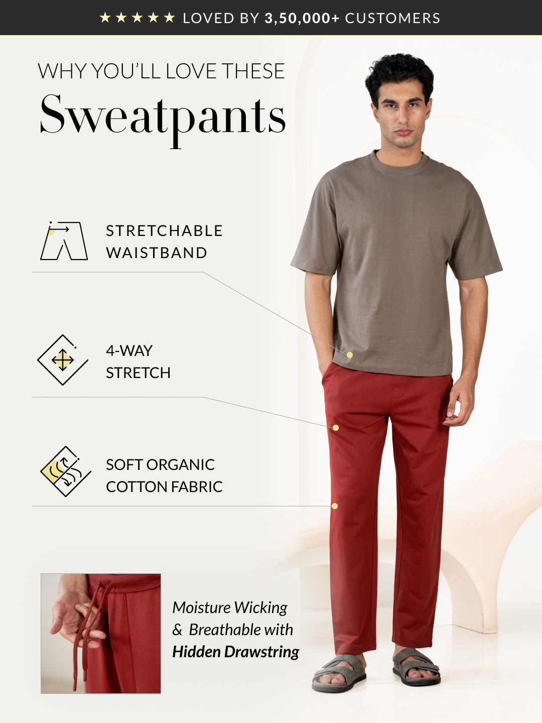 Trail Red Cotton Sweatpants